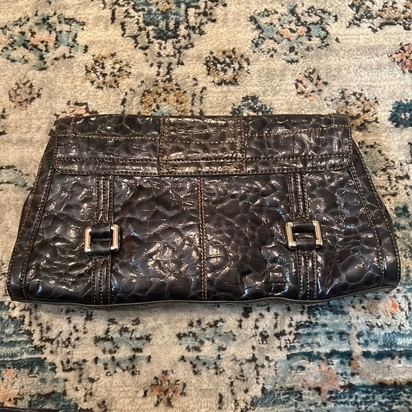 textured, navy, blue/gray clutch. - Picture 2 of 7